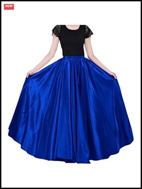 360 Degree Full Circle Satin Maxi Skirt for Dance Cosplay Costume